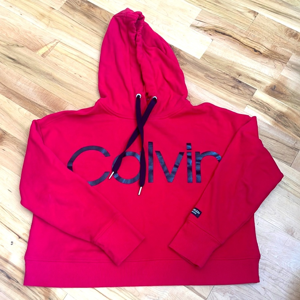 Calvin Klein Hooded Cropped Sweatshirt Size Medium
